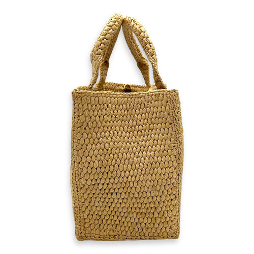 Triomphe Tote Bag Brown in Raffia, Gold hardware