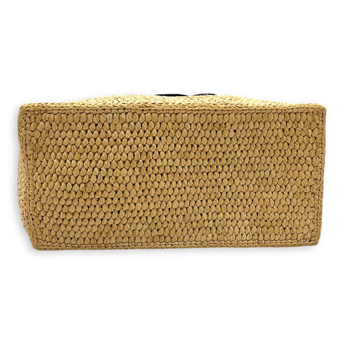 Triomphe Tote Bag Brown in Raffia, Gold hardware