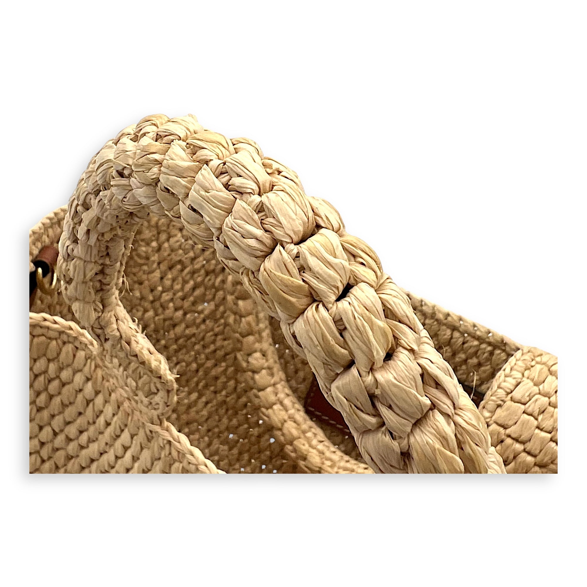 Triomphe Tote Bag Brown in Raffia, Gold hardware