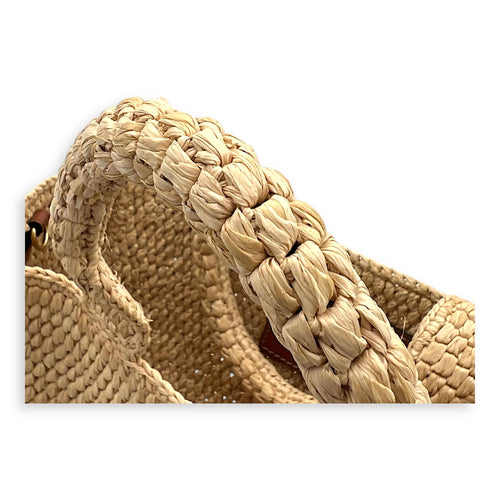 Triomphe Tote Bag Brown in Raffia, Gold hardware