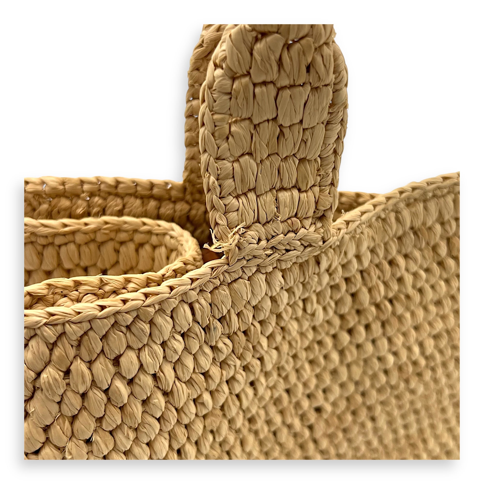 Triomphe Tote Bag Brown in Raffia, Gold hardware