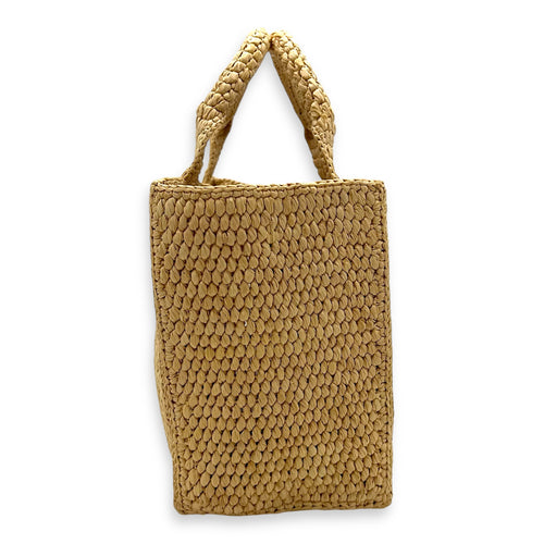 Triomphe Tote Bag Brown in Raffia, Gold hardware