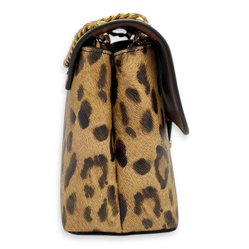 Triomphe Shoulder Bag Brown in Calfskin, Gold hardware
