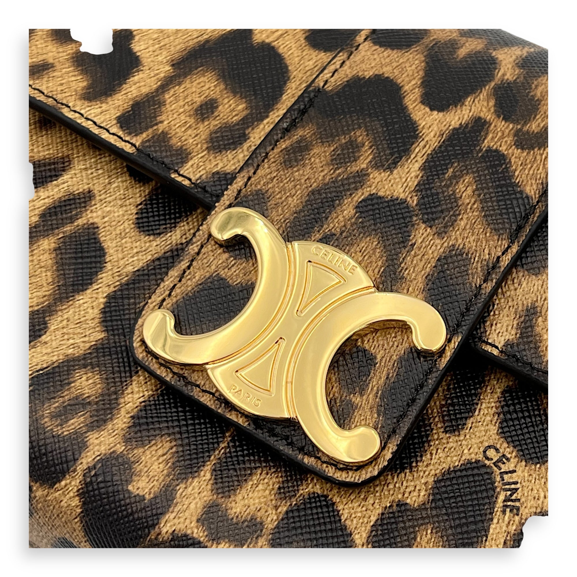 Triomphe Shoulder Bag Brown in Calfskin, Gold hardware