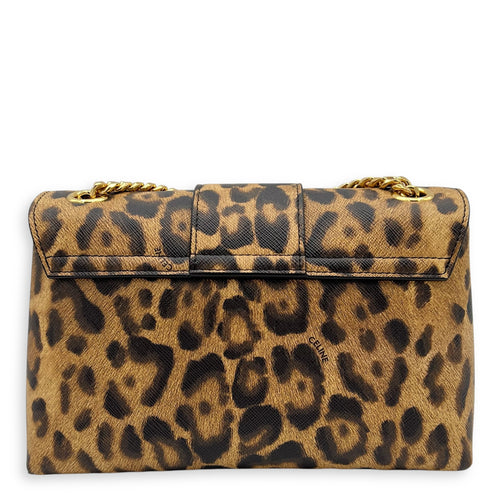 Triomphe Shoulder Bag Brown in Calfskin, Gold hardware
