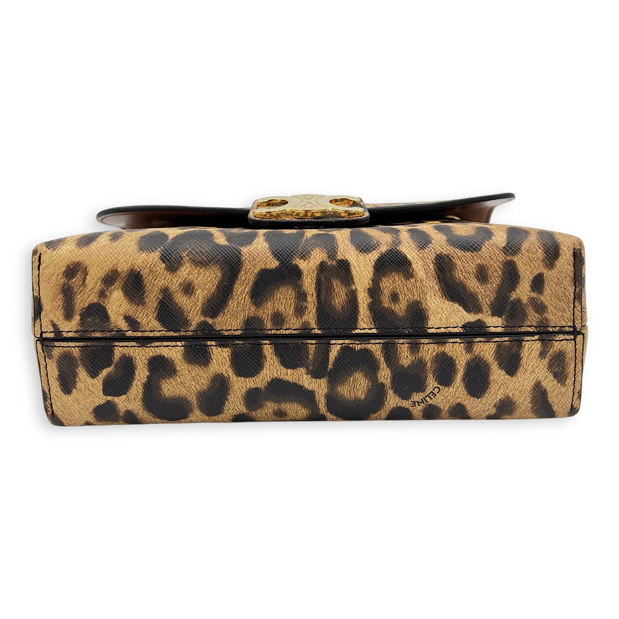 Triomphe Shoulder Bag Brown in Calfskin, Gold hardware