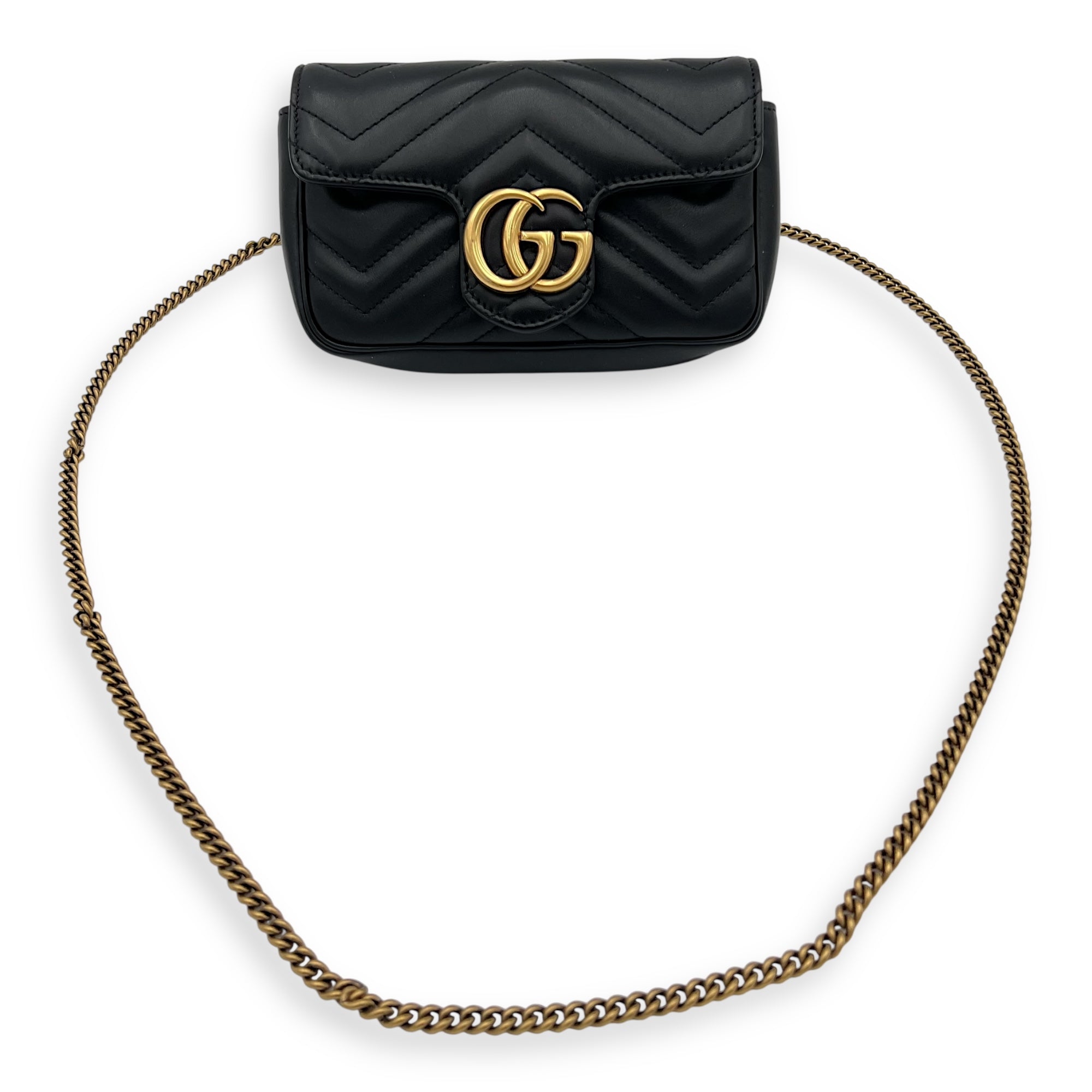 GG Marmont Crossbody Bag Black in Calfskin, Gold hardware