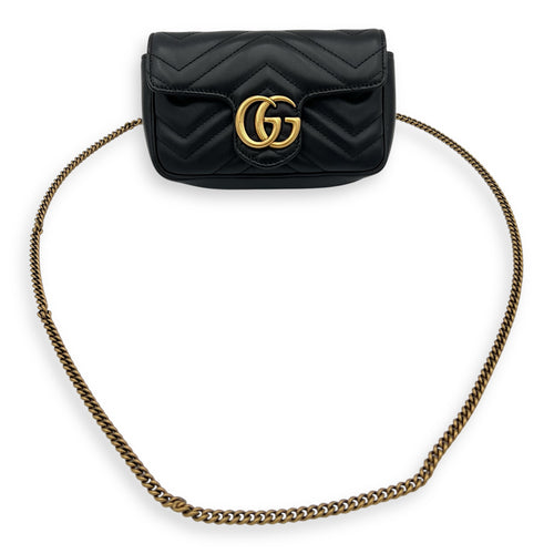 GG Marmont Crossbody Bag Black in Calfskin, Gold hardware