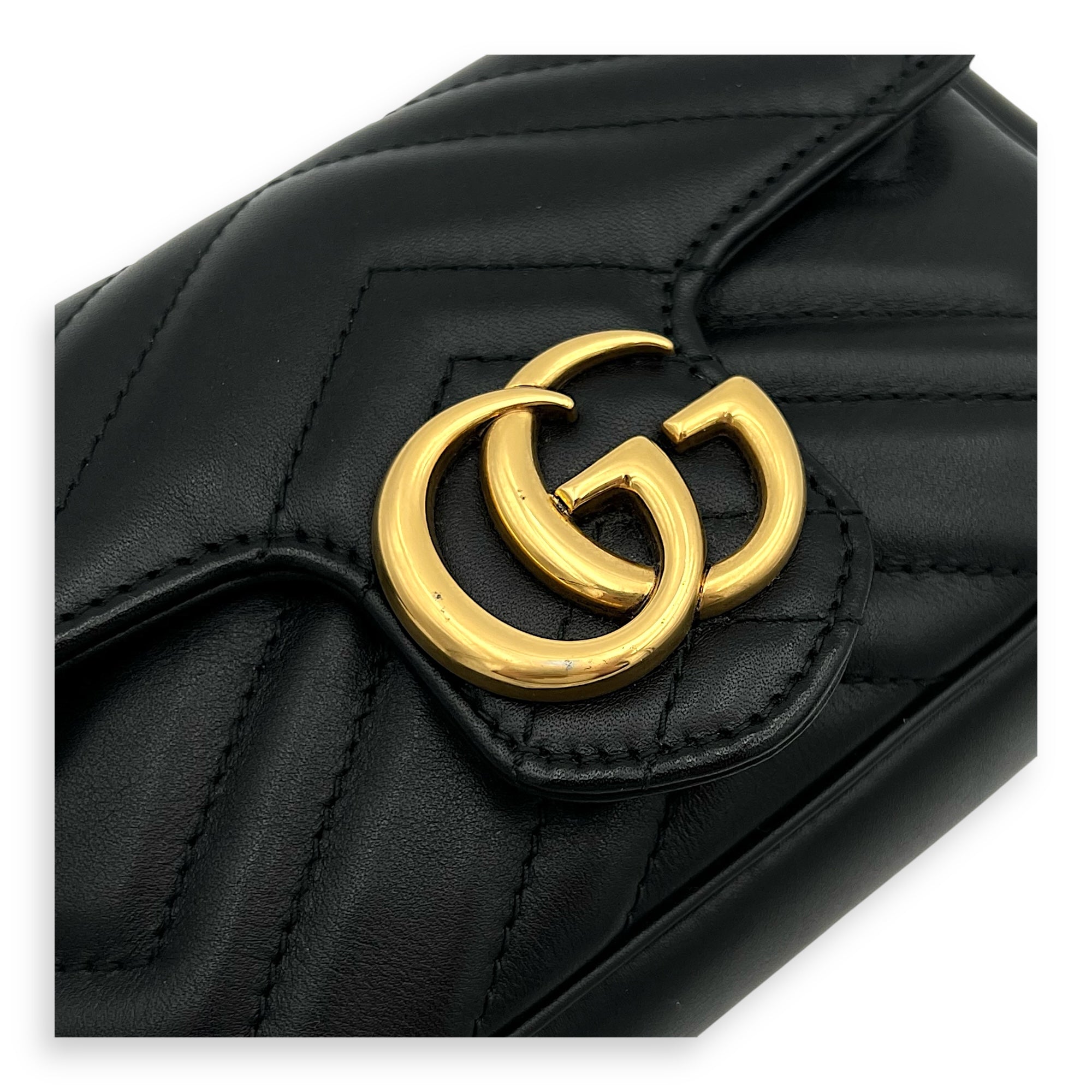 GG Marmont Crossbody Bag Black in Calfskin, Gold hardware