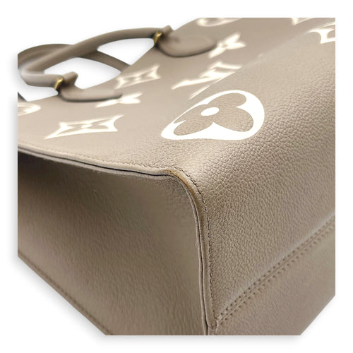 OnTheGo Top Handle Bag MM Beige in Monogram Empreinte Leather, Gold hardware