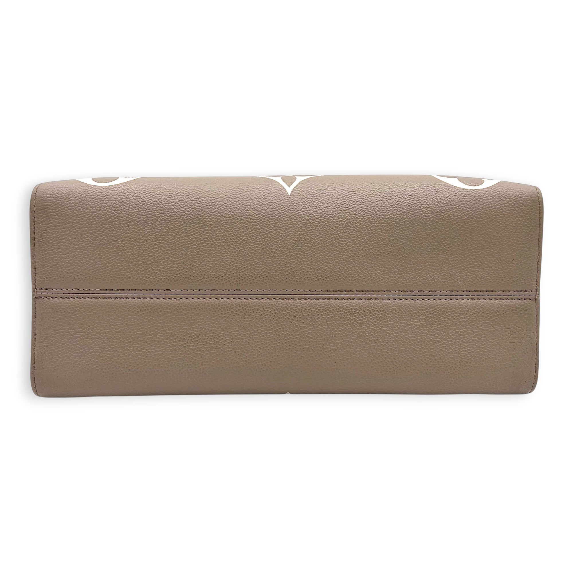 OnTheGo Top Handle Bag MM Beige in Monogram Empreinte Leather, Gold hardware
