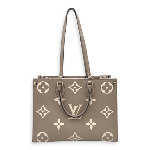 OnTheGo Top Handle Bag MM Beige in Monogram Empreinte Leather, Gold hardware