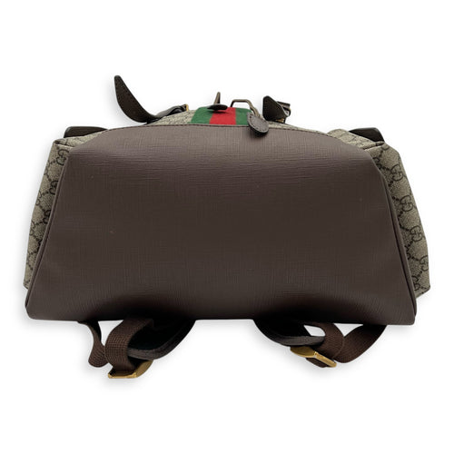 Ophidia Backpack Brown in Monogram Coated Canvas, Gold hardware