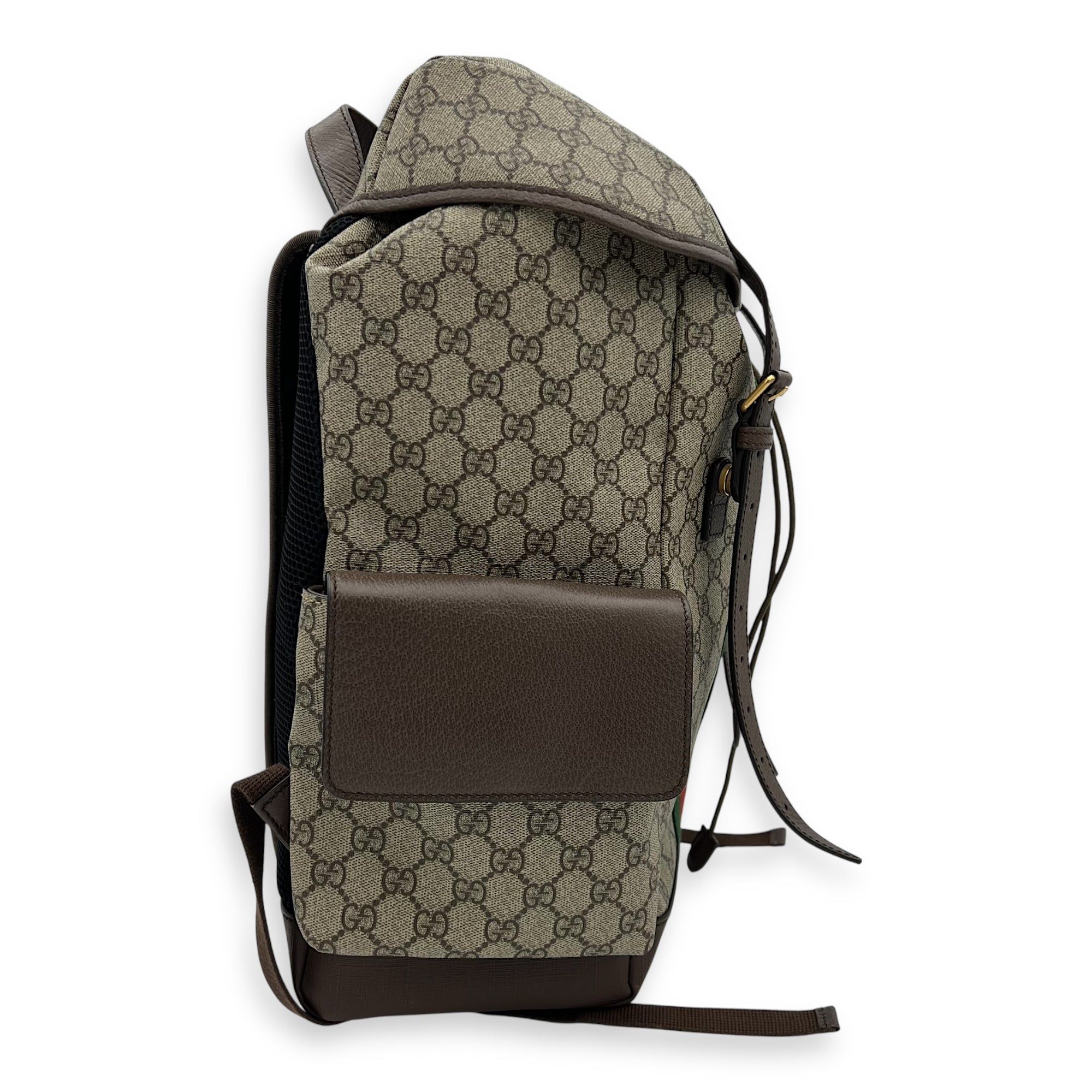 Ophidia Backpack Brown in Monogram Coated Canvas, Gold hardware
