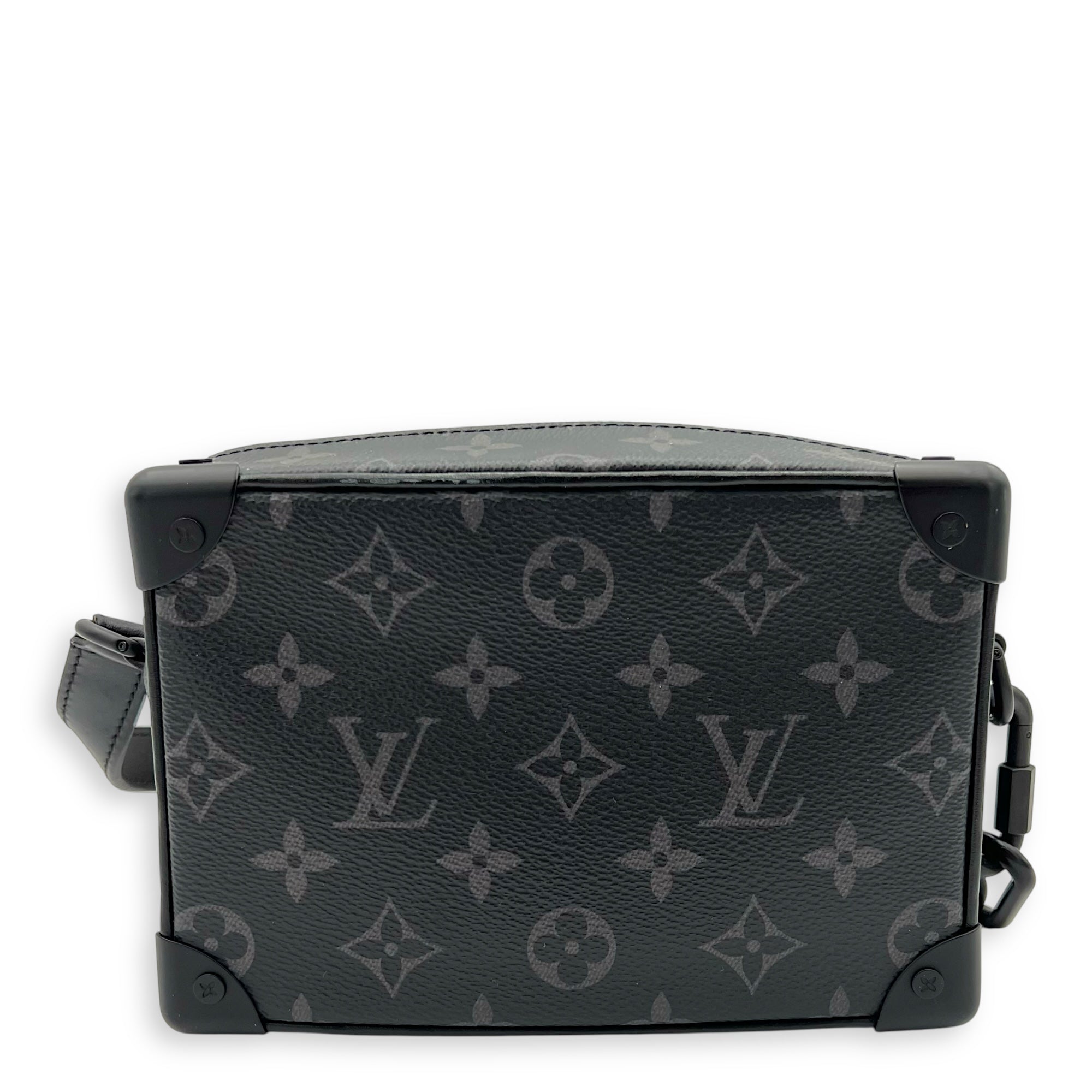 Soft Trunk Crossbody Bag Black in Monogram Coated Canvas, Lacquered Metal hardware
