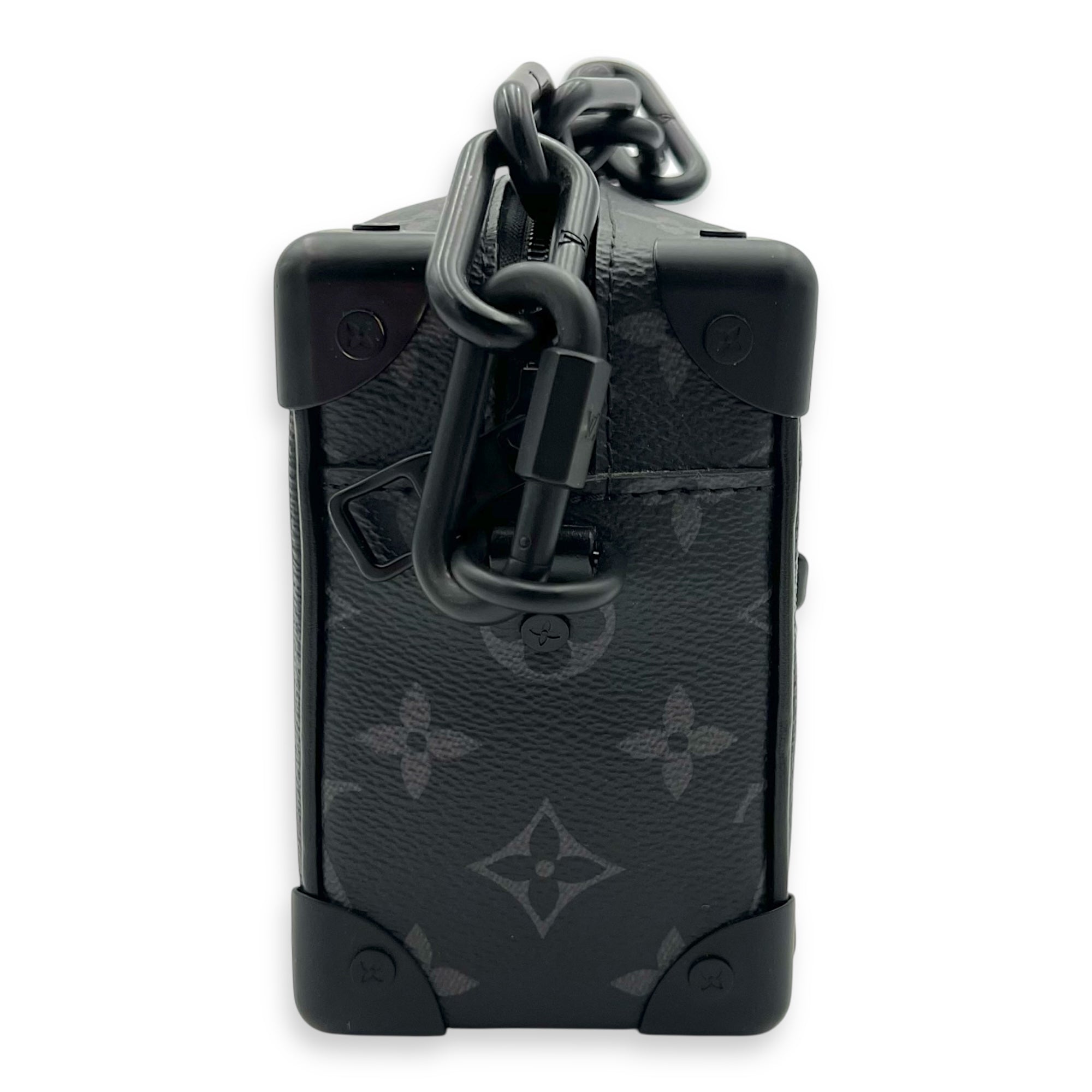 Soft Trunk Crossbody Bag Black in Monogram Coated Canvas, Lacquered Metal hardware