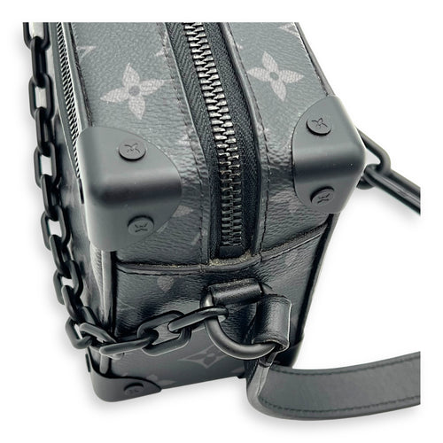 Soft Trunk Crossbody Bag Black in Monogram Coated Canvas, Lacquered Metal hardware