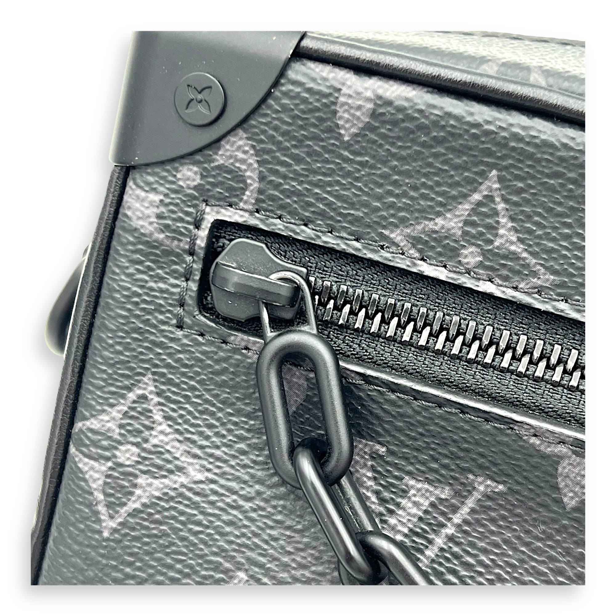 Soft Trunk Crossbody Bag Black in Monogram Coated Canvas, Lacquered Metal hardware