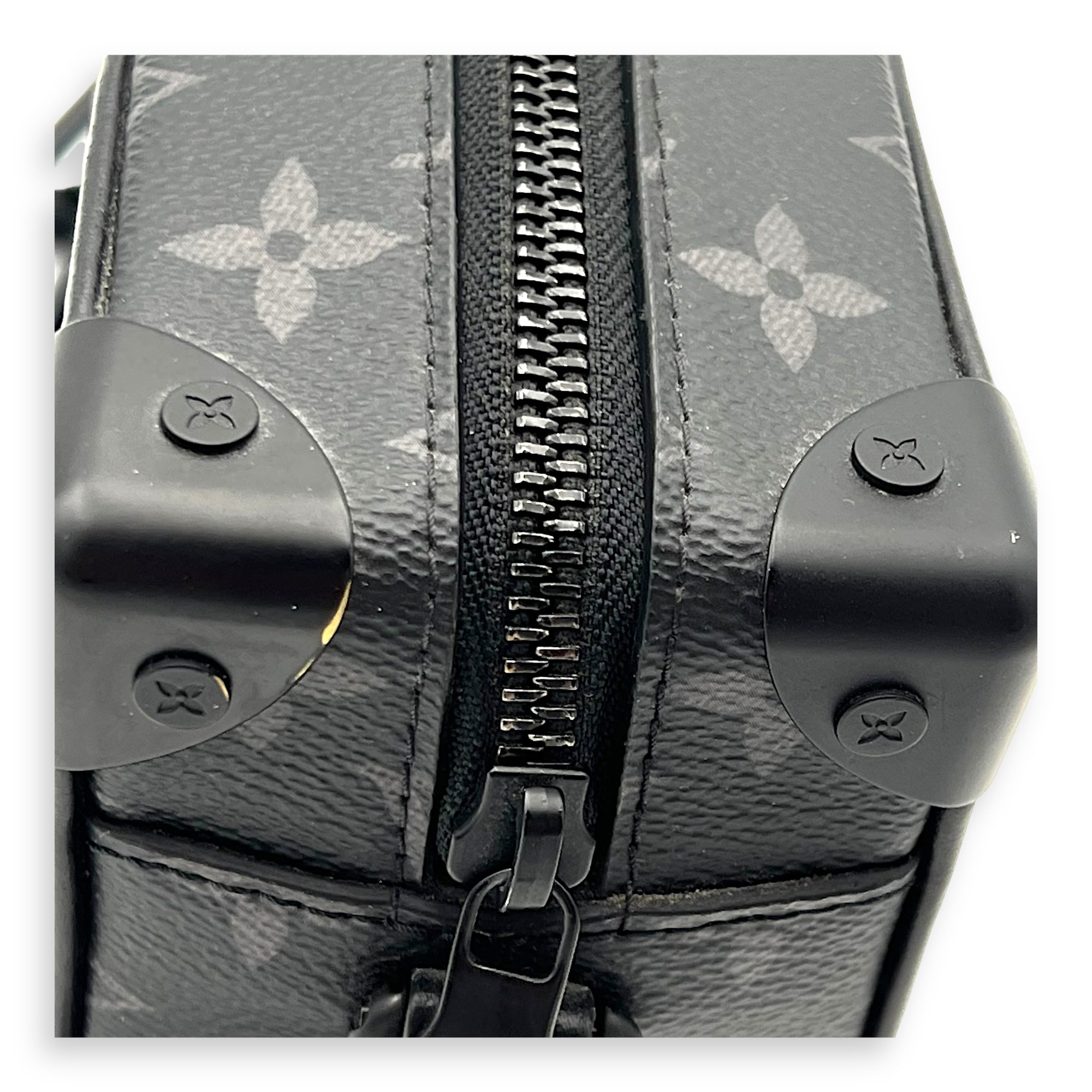 Soft Trunk Crossbody Bag Black in Monogram Coated Canvas, Lacquered Metal hardware