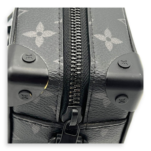 Soft Trunk Crossbody Bag Black in Monogram Coated Canvas, Lacquered Metal hardware