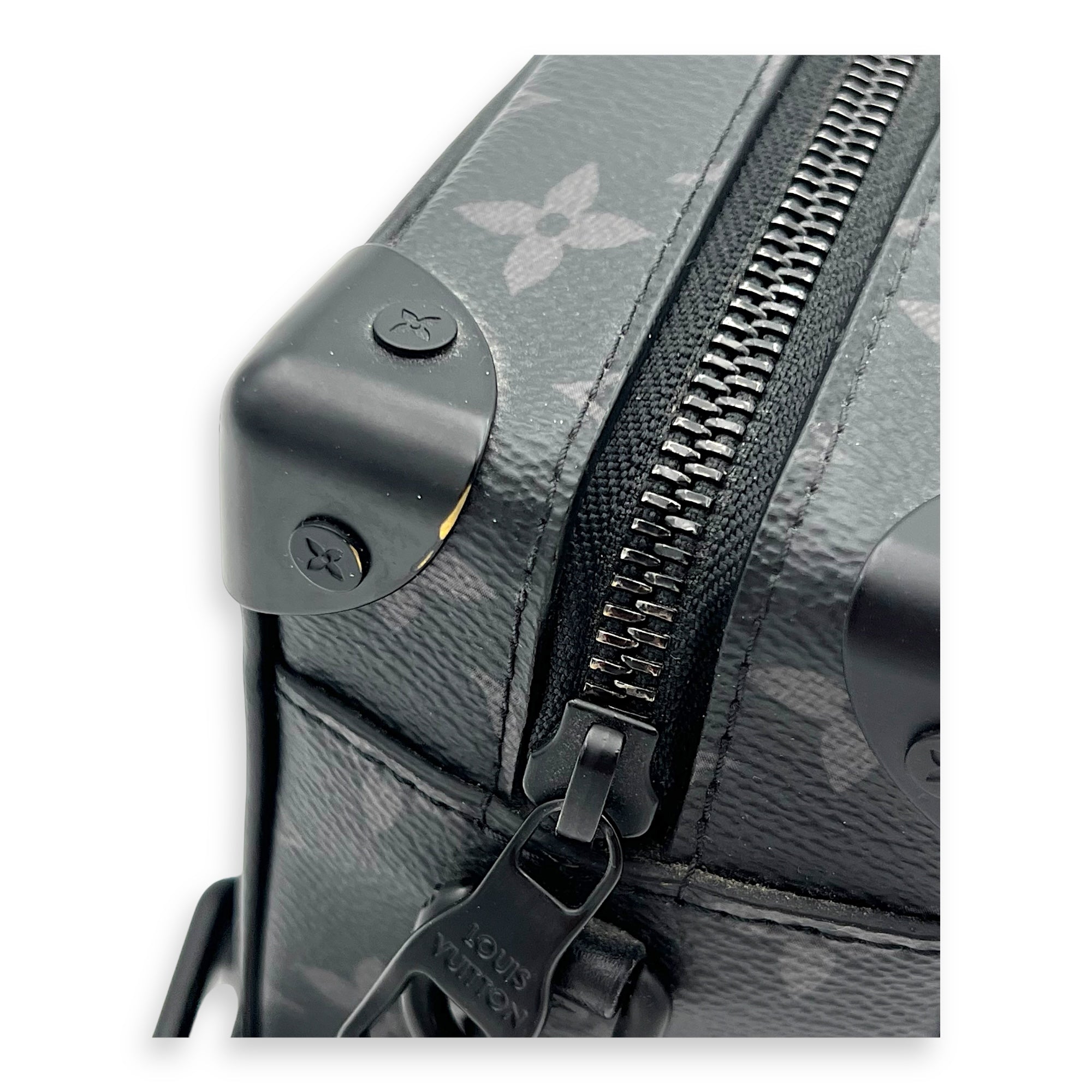 Soft Trunk Crossbody Bag Black in Monogram Coated Canvas, Lacquered Metal hardware