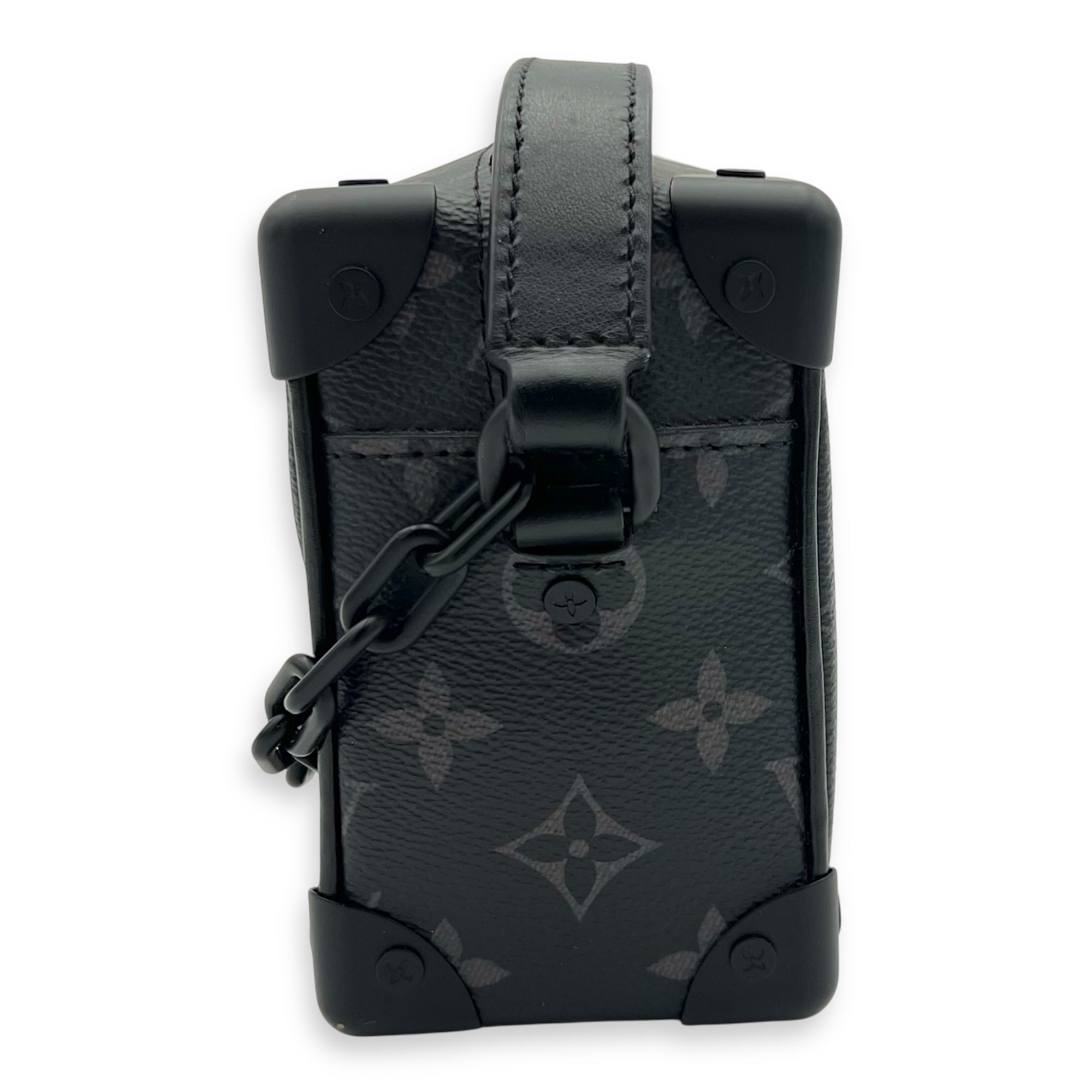Soft Trunk Crossbody Bag Black in Monogram Coated Canvas, Lacquered Metal hardware