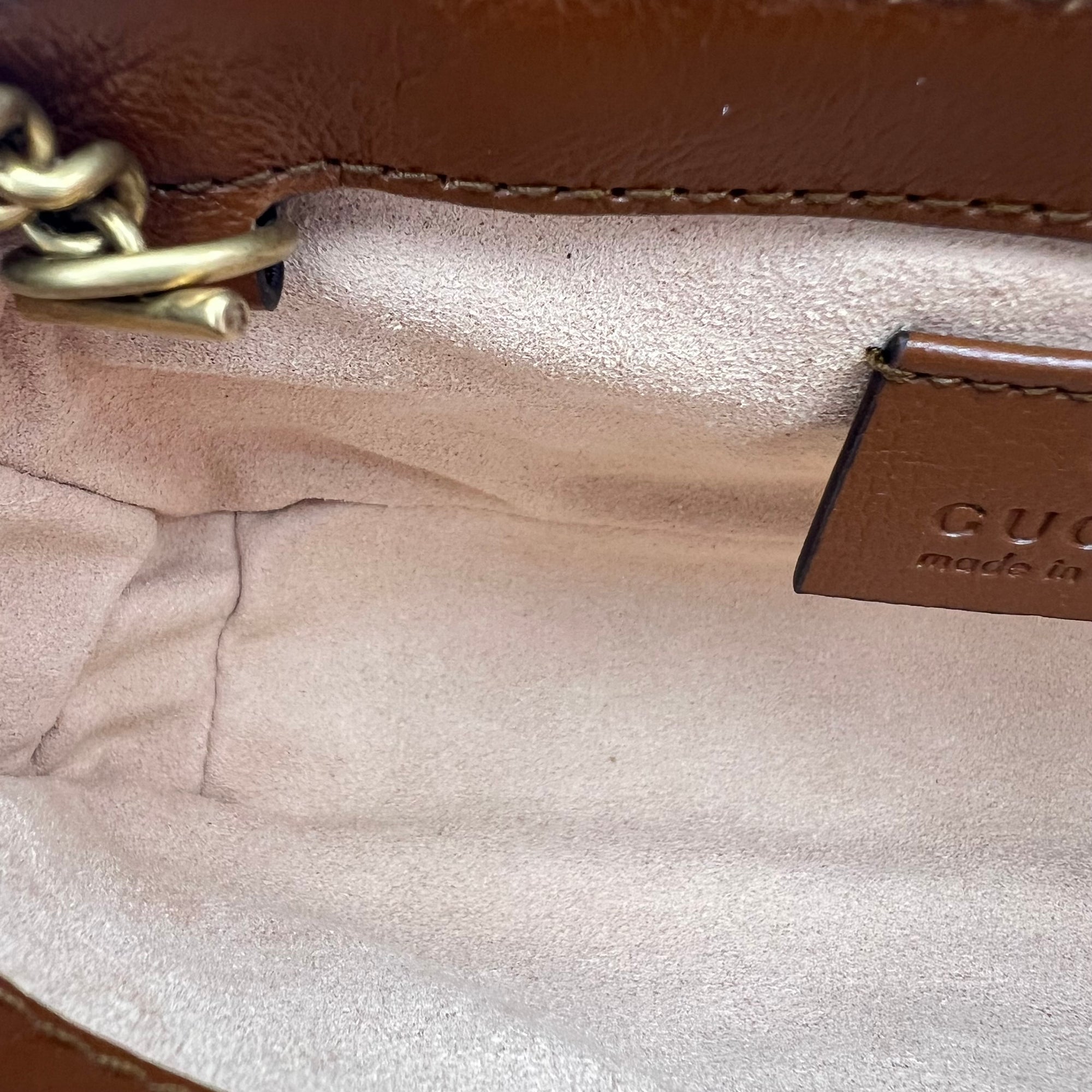 GG Marmont Shoulder Bag Brown in Calfskin, Gold hardware