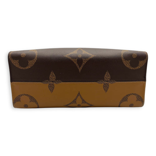 OnTheGo MM Brown Top Handle Bag in Monogram Coated Canvas, Gold hardware