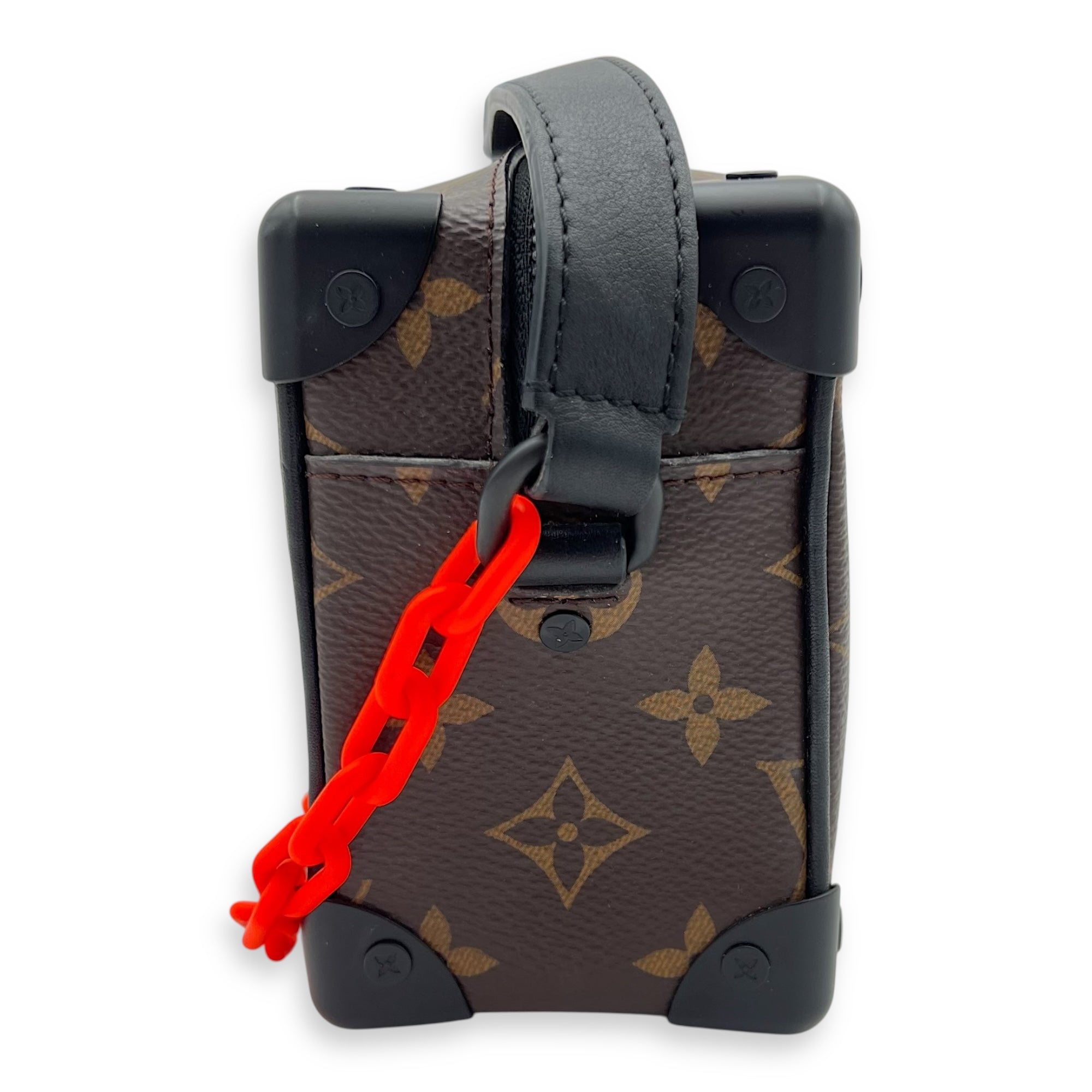 Soft Trunk Crossbody Bag Brown in Monogram Coated Canvas, Lacquered Metal hardware