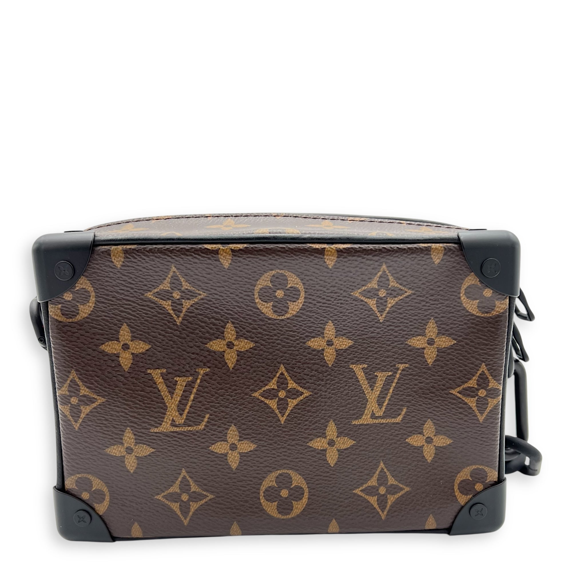 Soft Trunk Crossbody Bag Brown in Monogram Coated Canvas, Lacquered Metal hardware