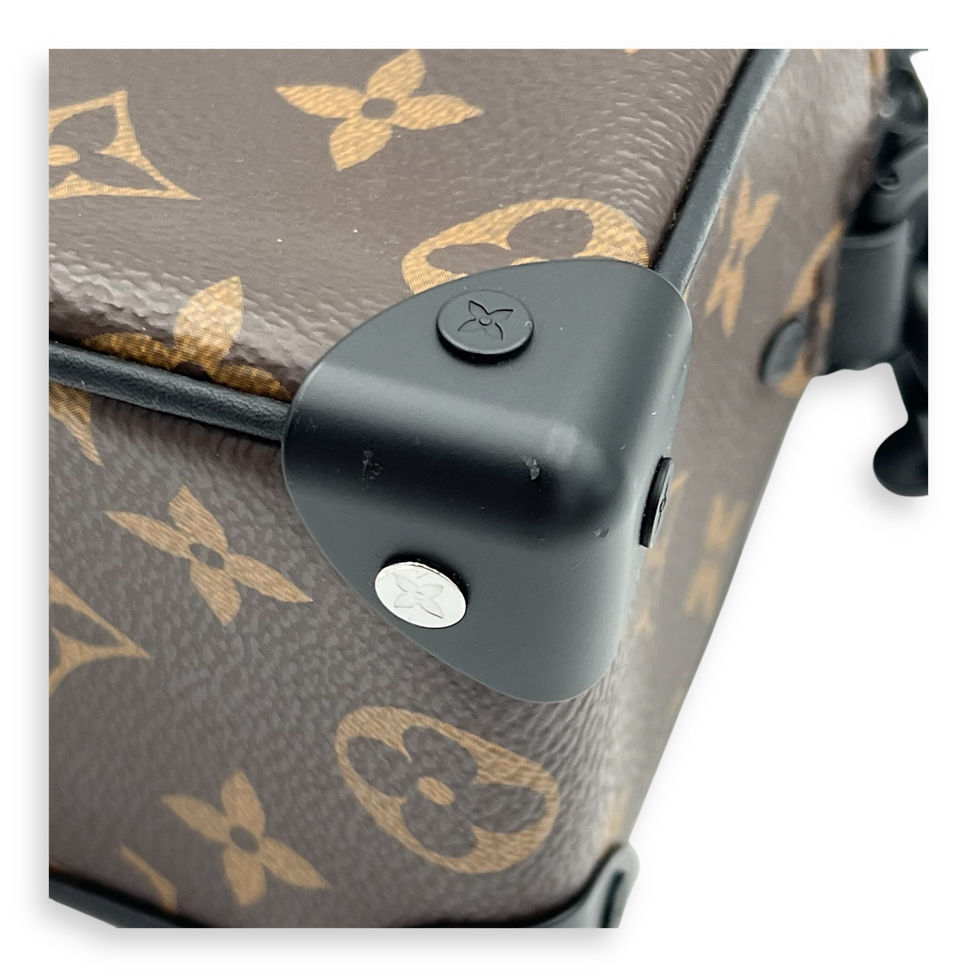 Soft Trunk Crossbody Bag Brown in Monogram Coated Canvas, Lacquered Metal hardware