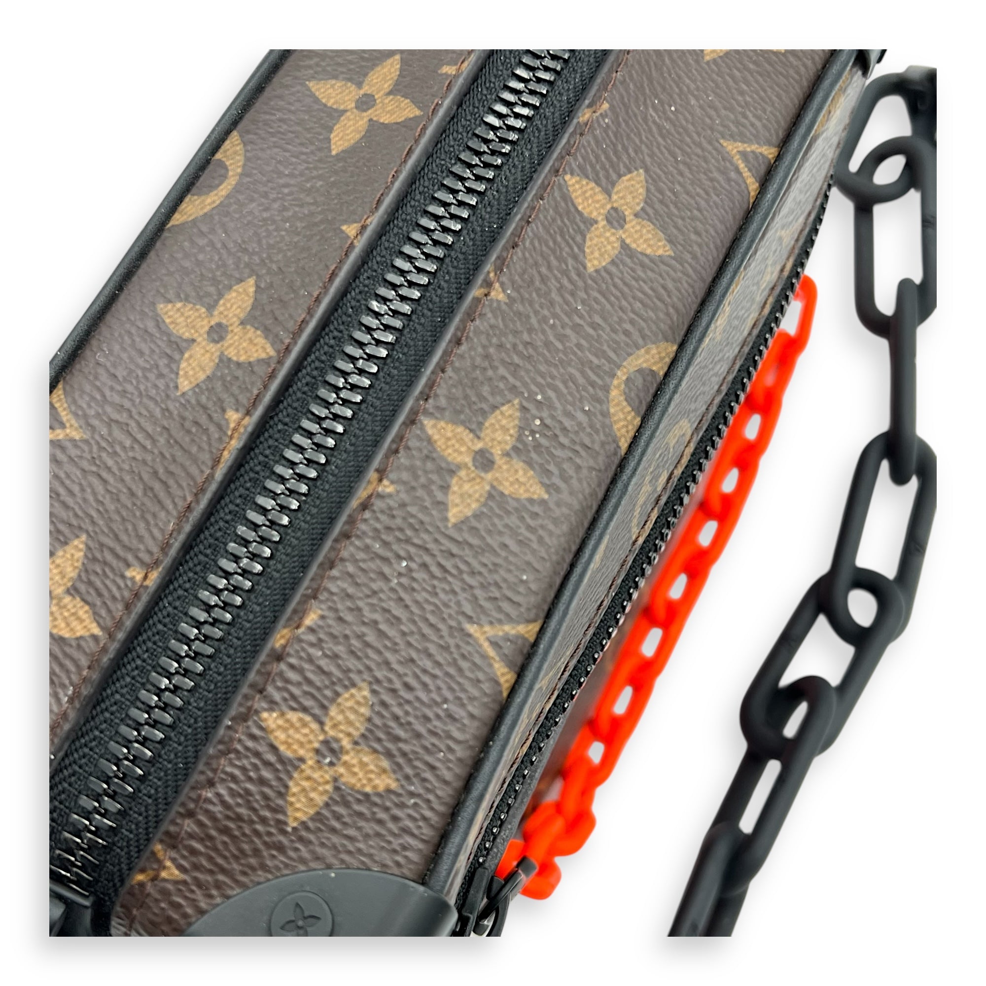 Soft Trunk Crossbody Bag Brown in Monogram Coated Canvas, Lacquered Metal hardware