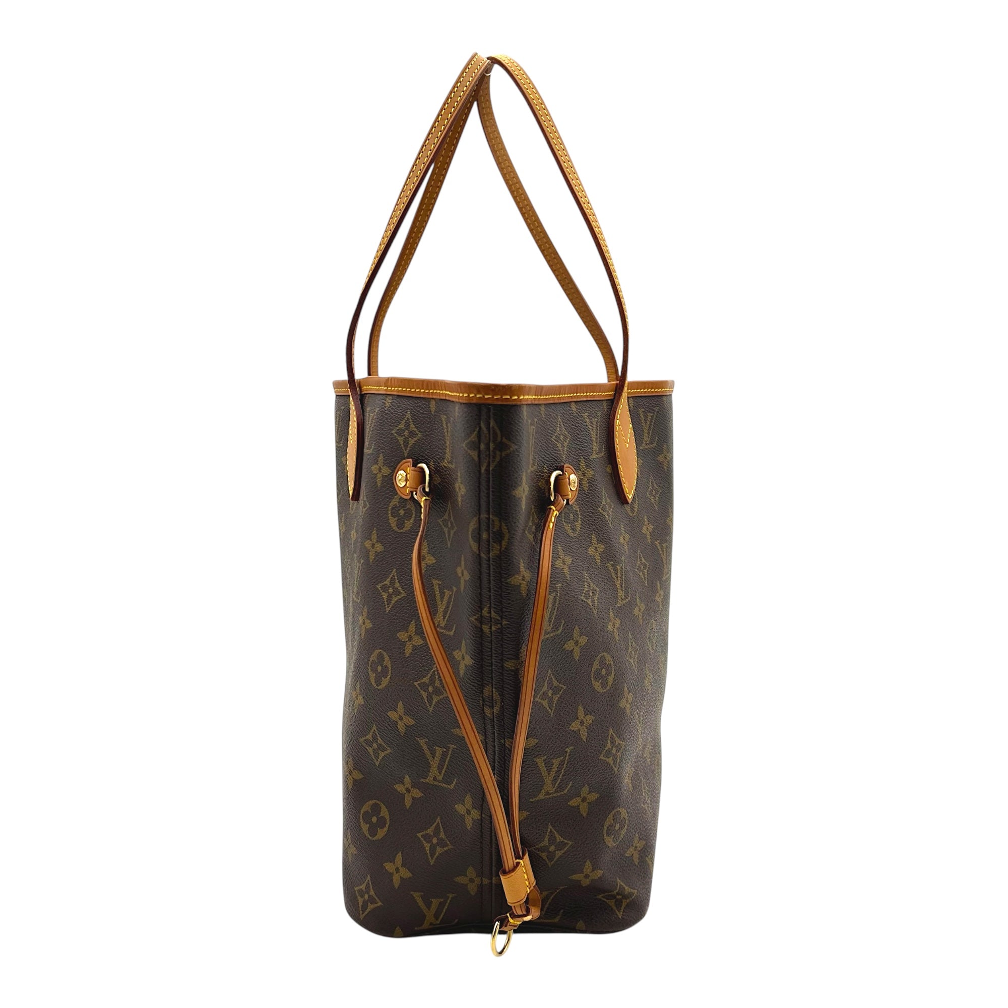 Neverfull MM Brown Tote Bag in Monogram Coated Canvas, Gold hardware