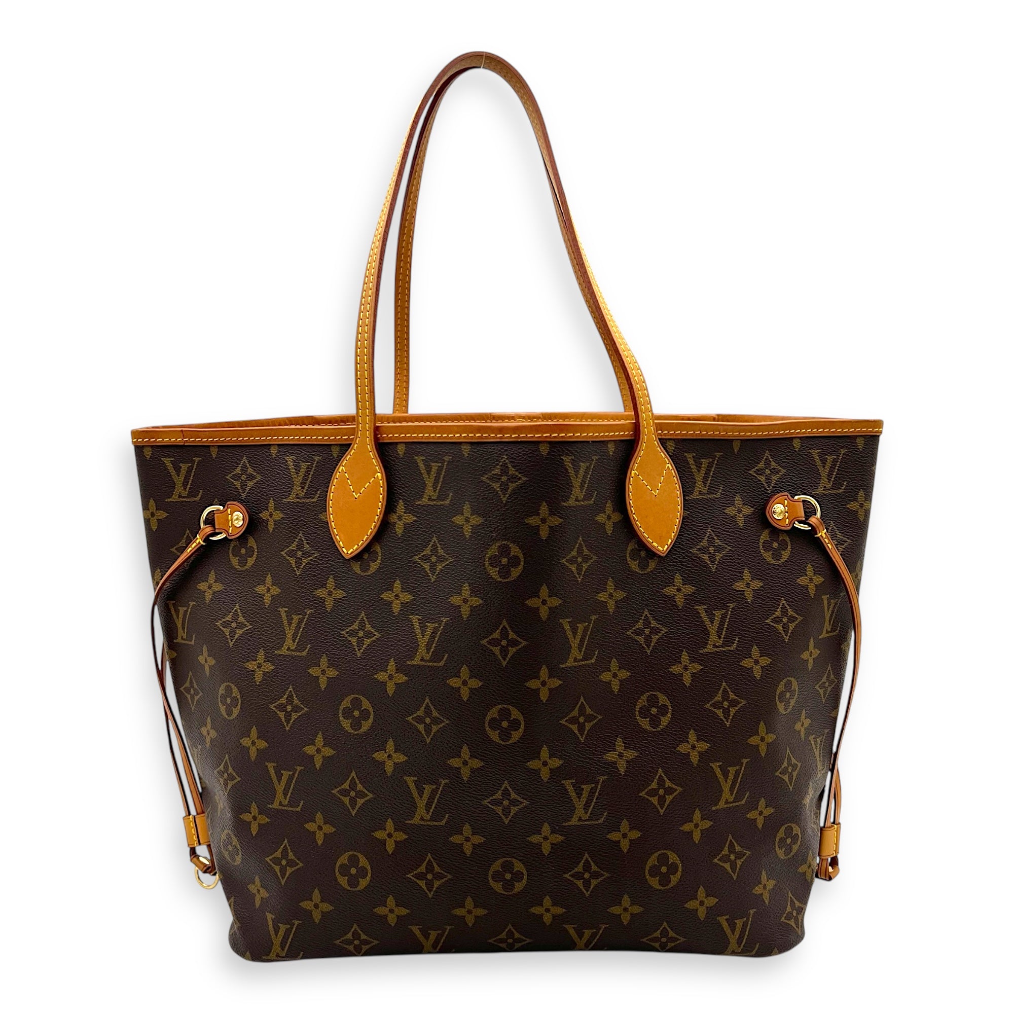 Neverfull MM Brown Tote Bag in Monogram Coated Canvas, Gold hardware