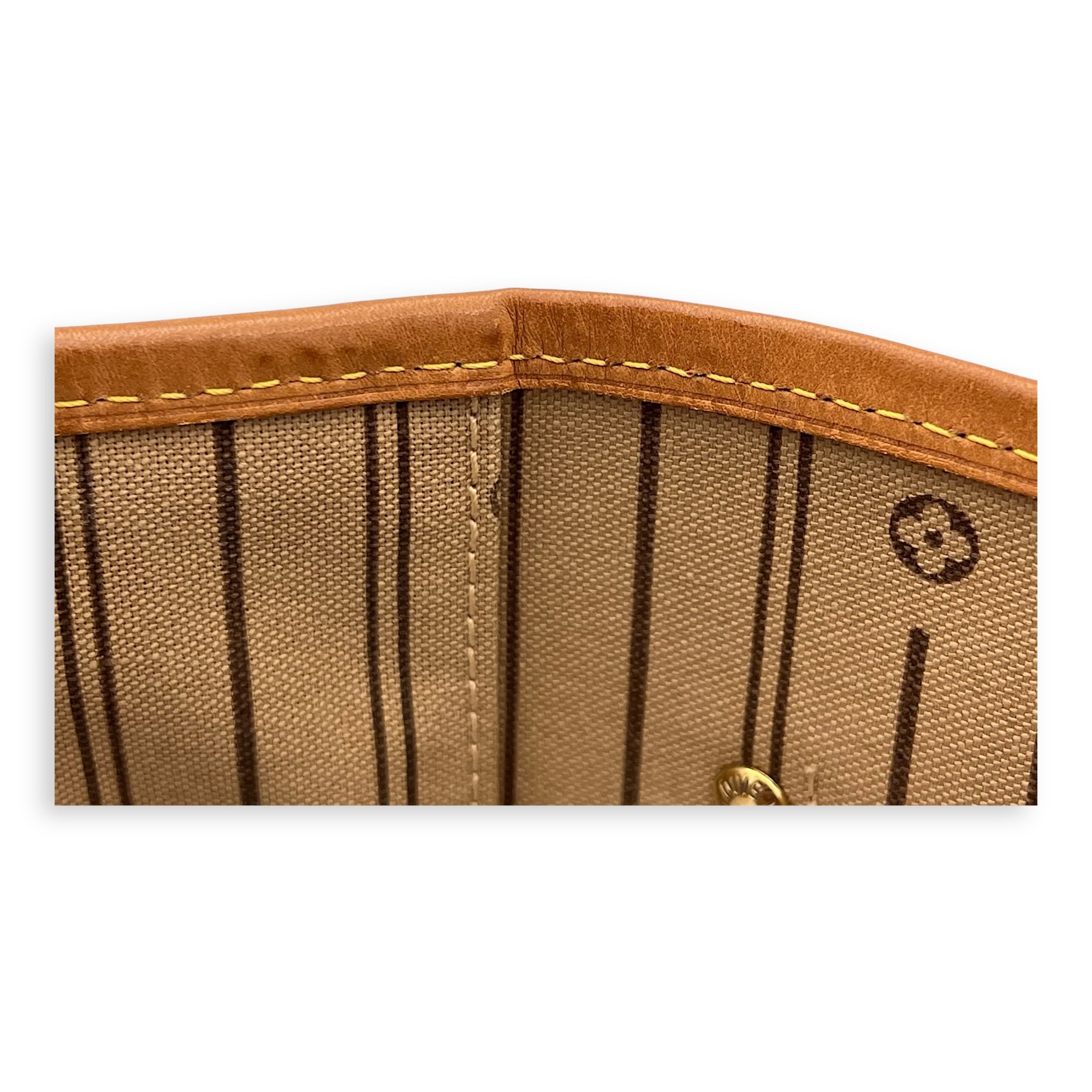 Neverfull MM Brown Tote Bag in Monogram Coated Canvas, Gold hardware