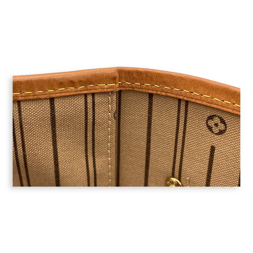 Neverfull MM Brown Tote Bag in Monogram Coated Canvas, Gold hardware