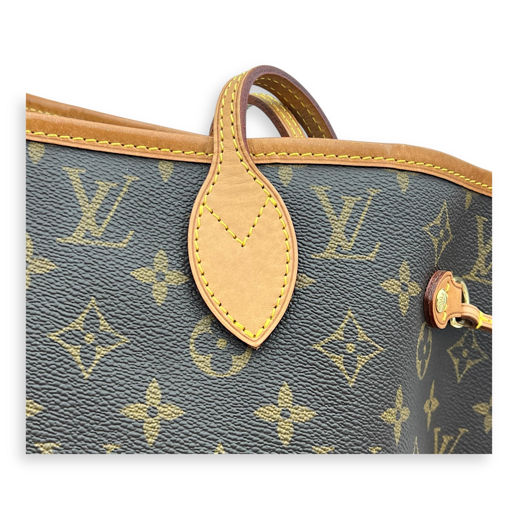 Neverfull MM Brown Tote Bag in Monogram Coated Canvas, Gold hardware