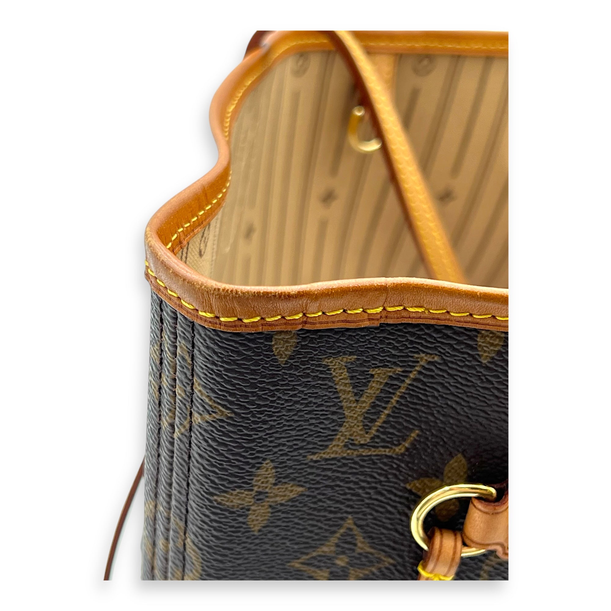 Neverfull MM Brown Tote Bag in Monogram Coated Canvas, Gold hardware