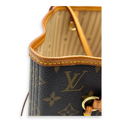 Neverfull MM Brown Tote Bag in Monogram Coated Canvas, Gold hardware