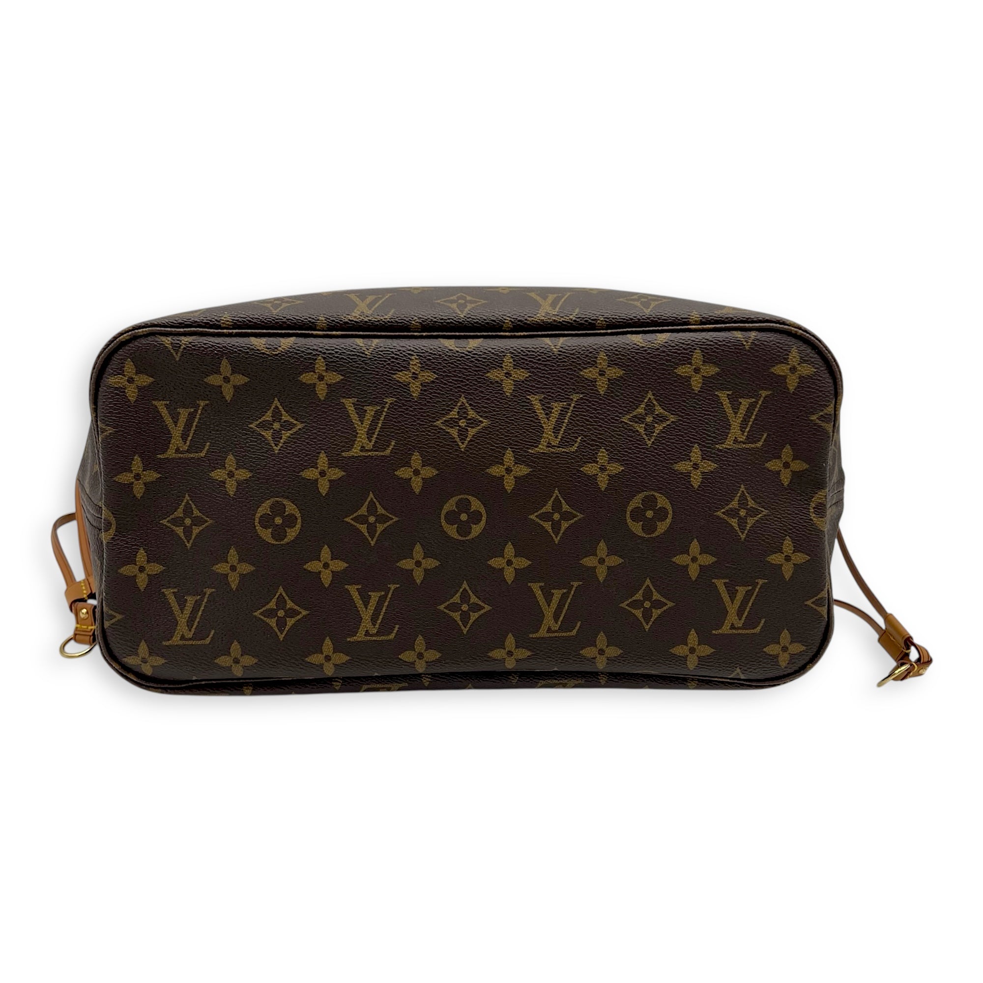 Neverfull MM Brown Tote Bag in Monogram Coated Canvas, Gold hardware