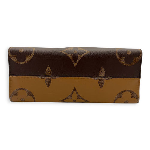 OnTheGo MM Brown Top Handle Bag in Monogram Coated Canvas, Gold hardware
