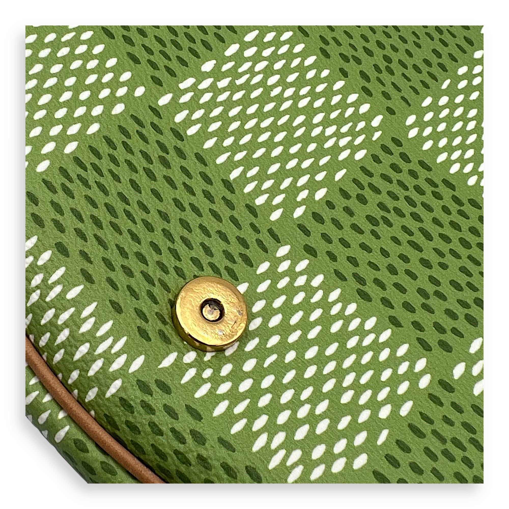 Montsouris Crossbody Bag Green in Coated Canvas, Gold hardware