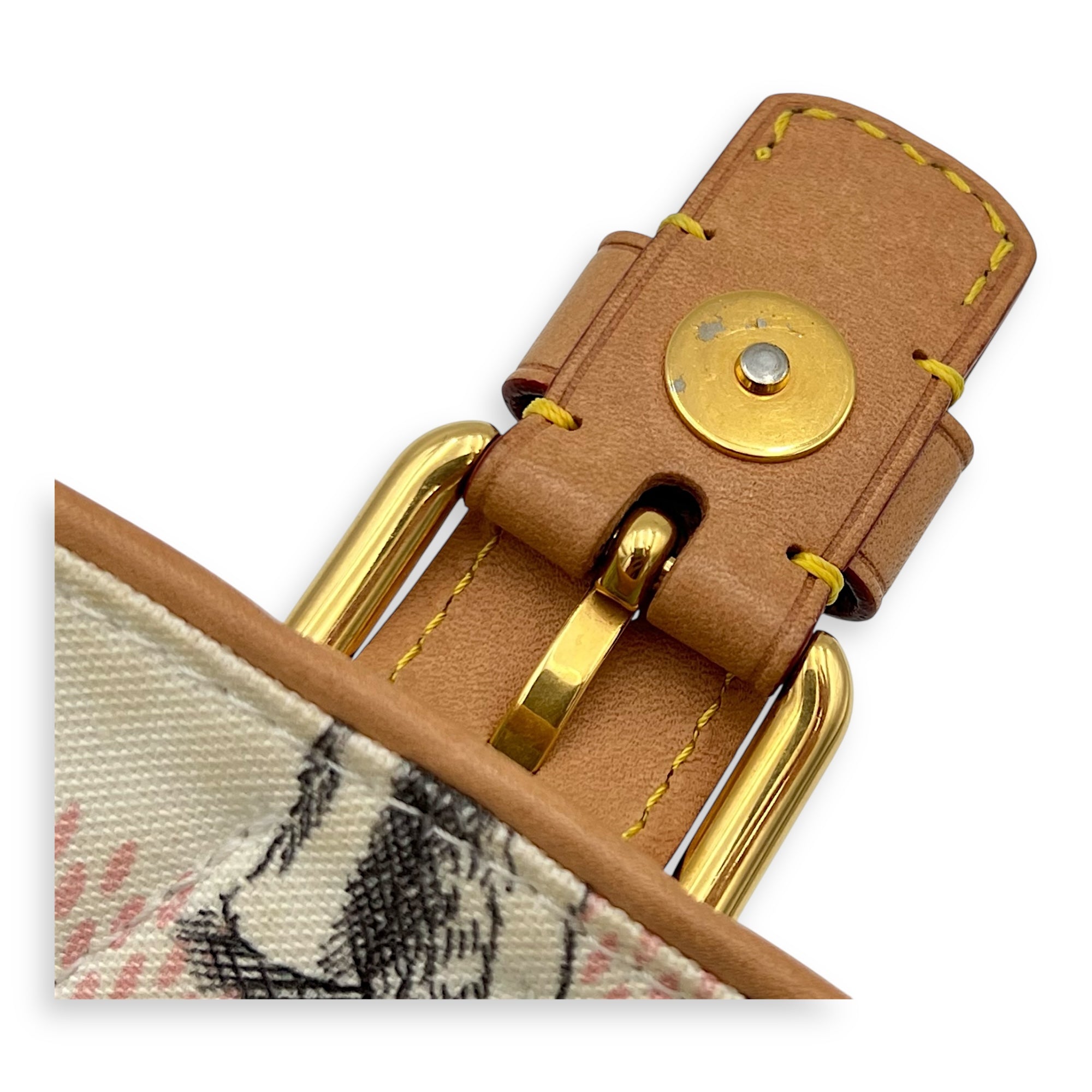 Montsouris Crossbody Bag Green in Coated Canvas, Gold hardware