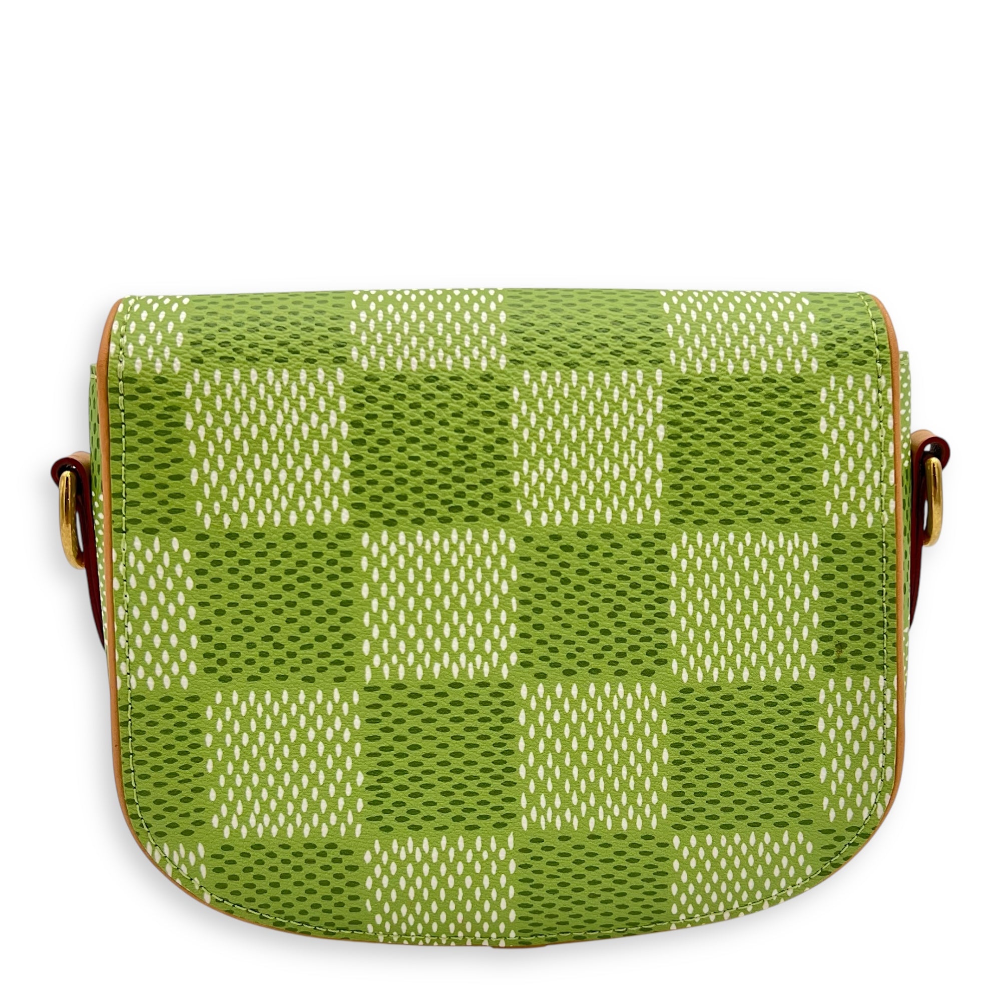 Montsouris Crossbody Bag Green in Coated Canvas, Gold hardware