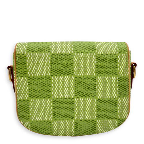 Montsouris Crossbody Bag Green in Coated Canvas, Gold hardware