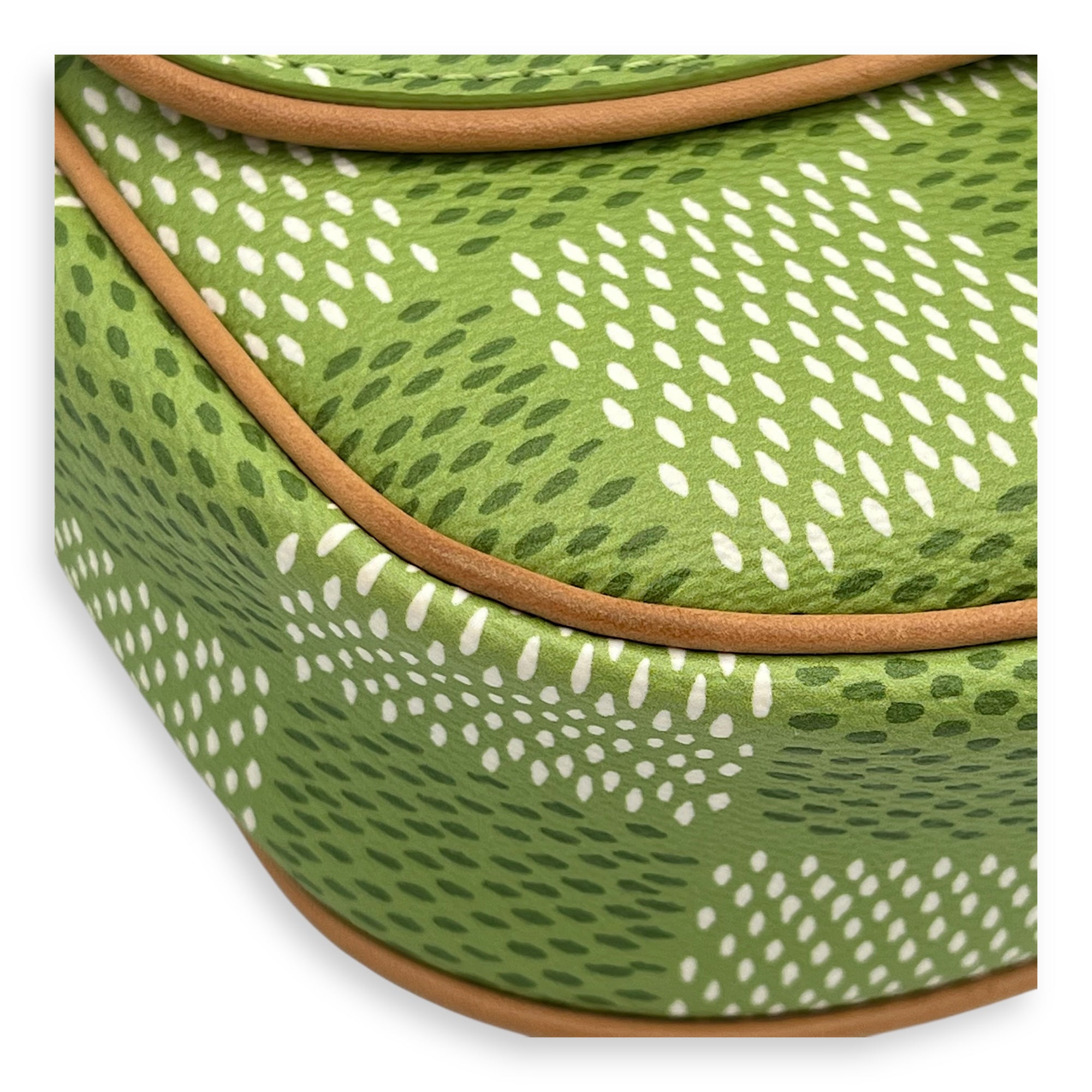 Montsouris Crossbody Bag Green in Coated Canvas, Gold hardware
