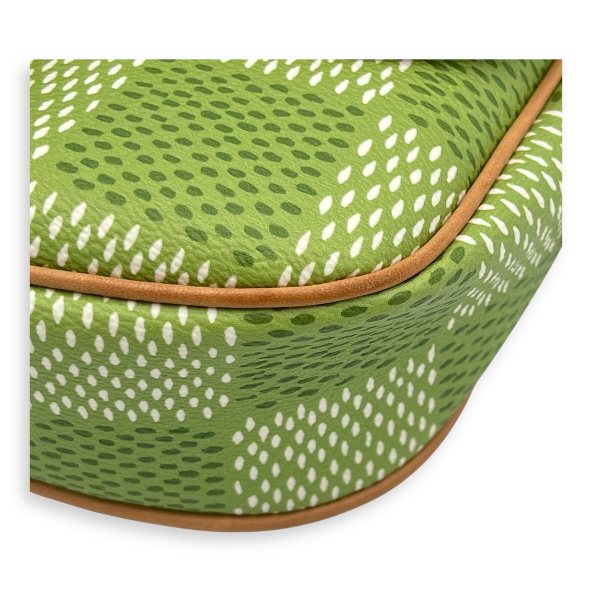 Montsouris Crossbody Bag Green in Coated Canvas, Gold hardware