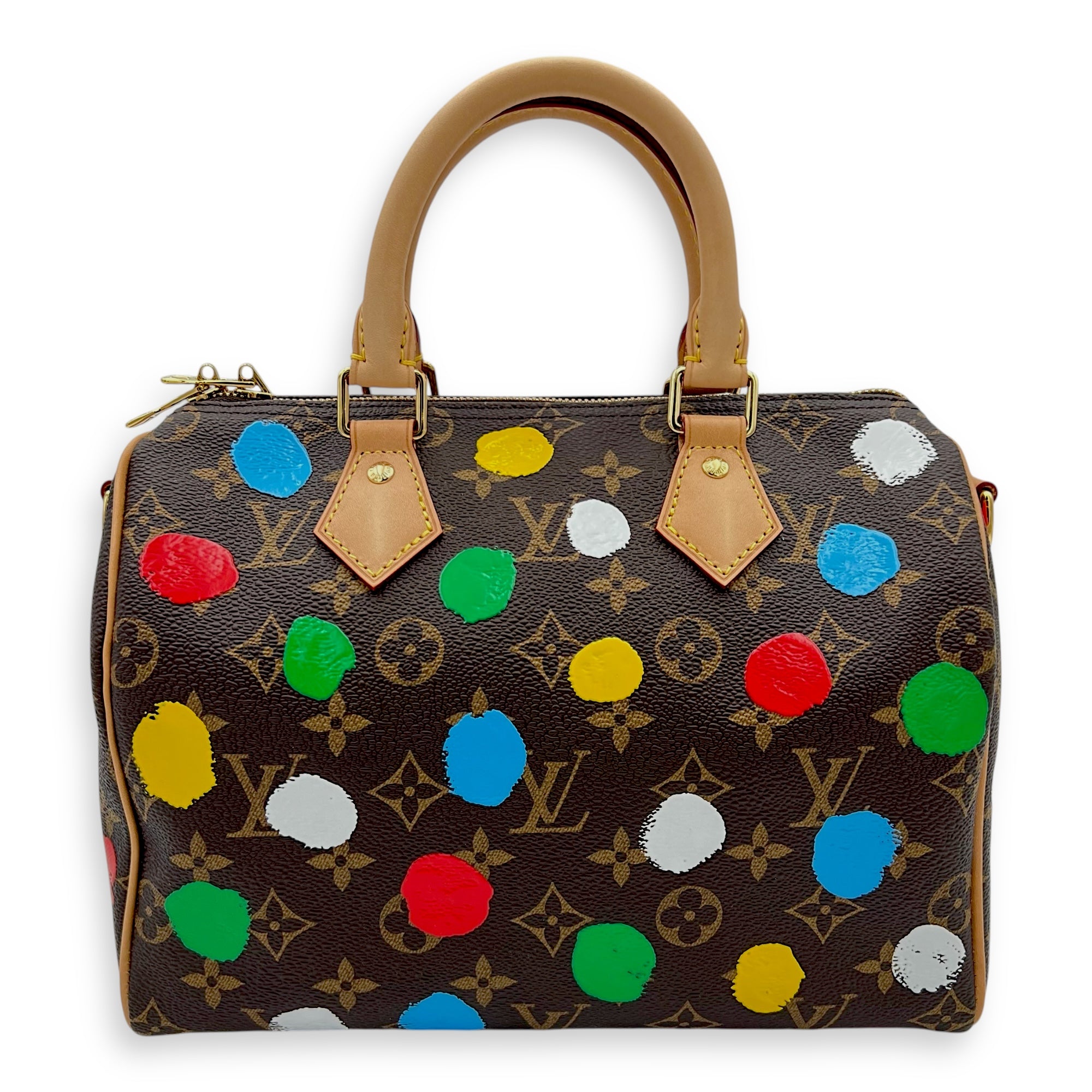 X Yayoi Kusama 25 Multi-colour Top Handle Bag in Monogram Coated Canvas, Gold hardware