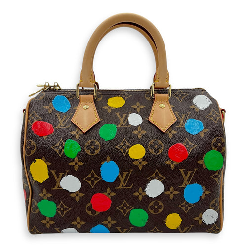 X Yayoi Kusama 25 Multi-colour Top Handle Bag in Monogram Coated Canvas, Gold hardware
