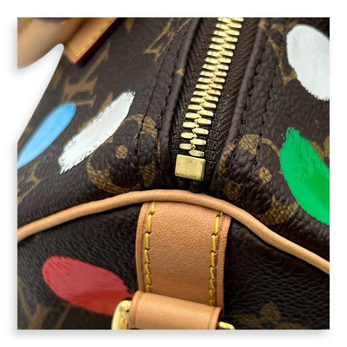 X Yayoi Kusama 25 Multi-colour Top Handle Bag in Monogram Coated Canvas, Gold hardware